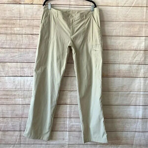 Columbia Performance Fishing Gear Pants Sz 14 Beige Roll Up Straight Wide Leg